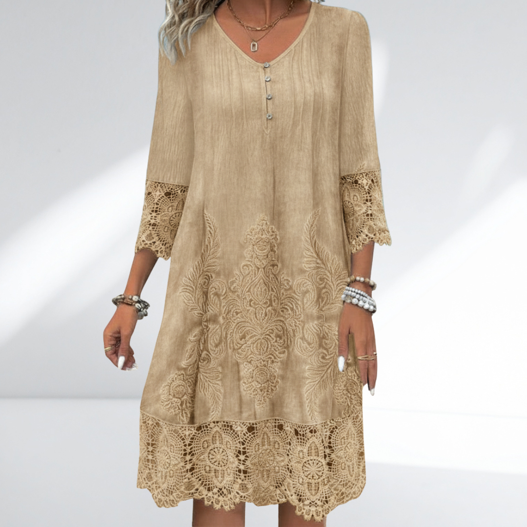 Romantic embroidered midi dress, perfect for casual summer outings