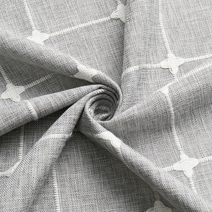 Plaid bohemian waterproof shower curtain, linen look, brings farmhouse warmth to your bath.