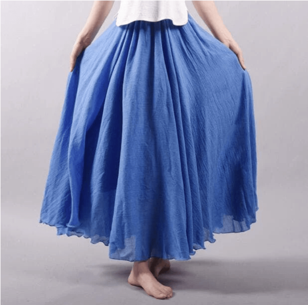Bohemian linen maxi skirt for women, flowy and comfortable summer fashion