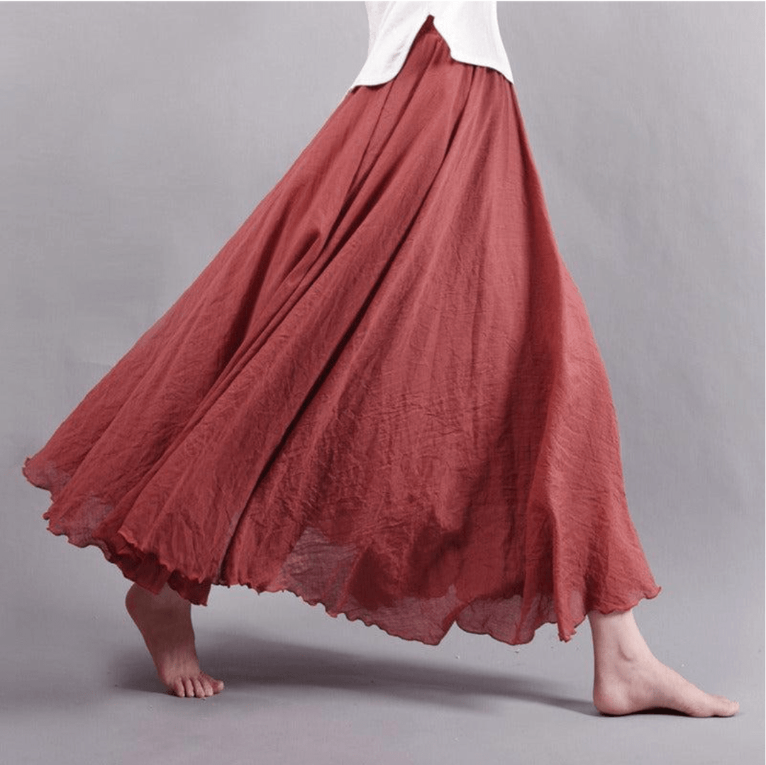Stylish bohemian linen maxi skirt for women, ideal for summer outings
