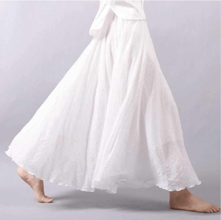 Comfortable and flowy maxi skirt made from natural linen, bohemian design