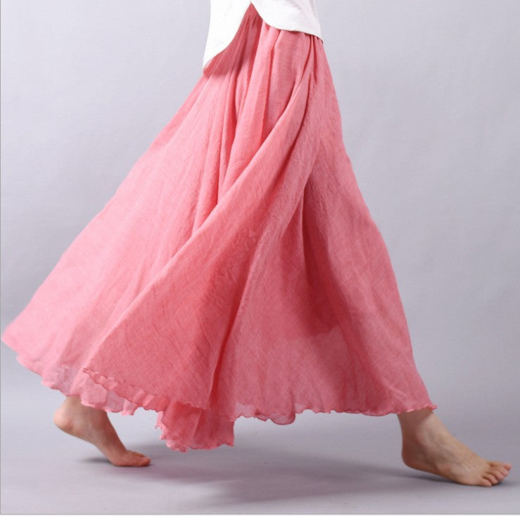 Elegant bohemian linen maxi skirt, a must-have for women's summer fashion
