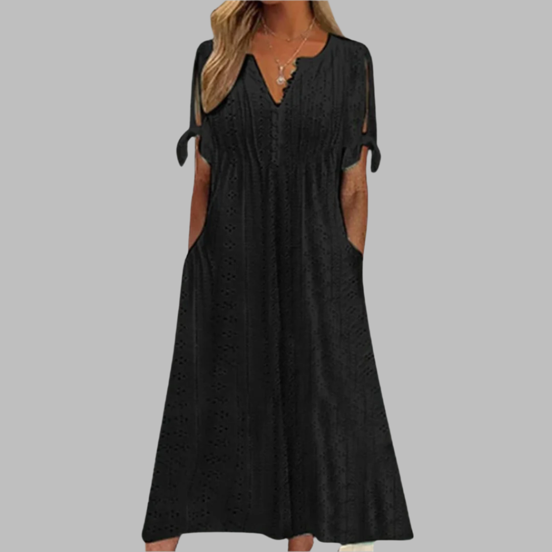 Lightweight boho midi dress, perfect for casual summer fashion.