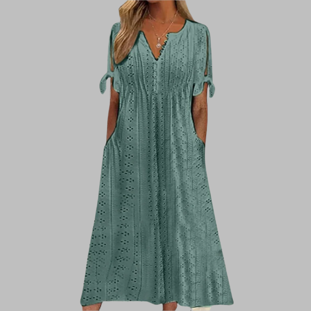 Stylish women's boho midi dress, a perfect lightweight summer option.