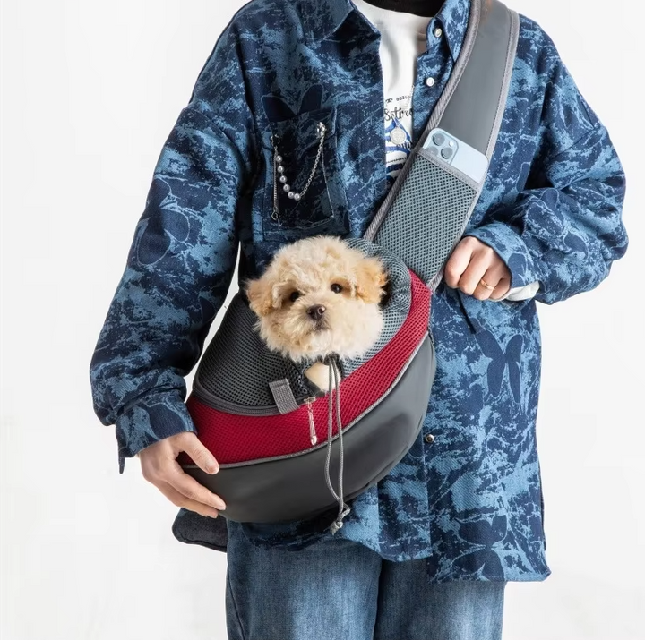 Breathable pet travel shoulder bag for small dogs & cats. Comfortable & portable pet carrier.