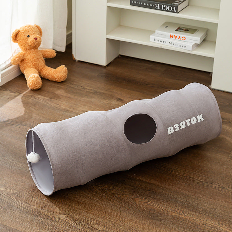 Engaging cat play tunnel, designed to provide exercise and entertainment for pets.