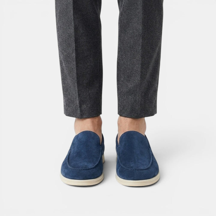Tan casual slip-on loafers for men, comfortable summer style everyday footwear.