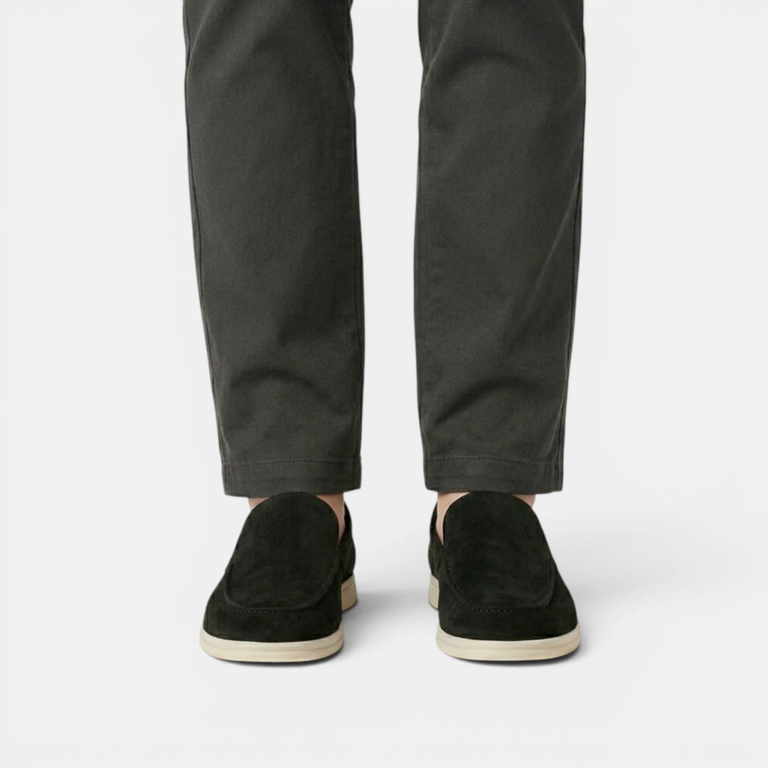 Tan leather slip-on loafers, perfect summer style and comfortable mens footwear.