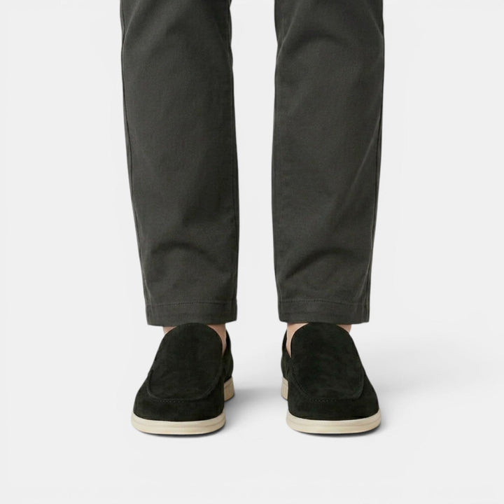 Tan leather slip-on loafers, perfect summer style and comfortable mens footwear.