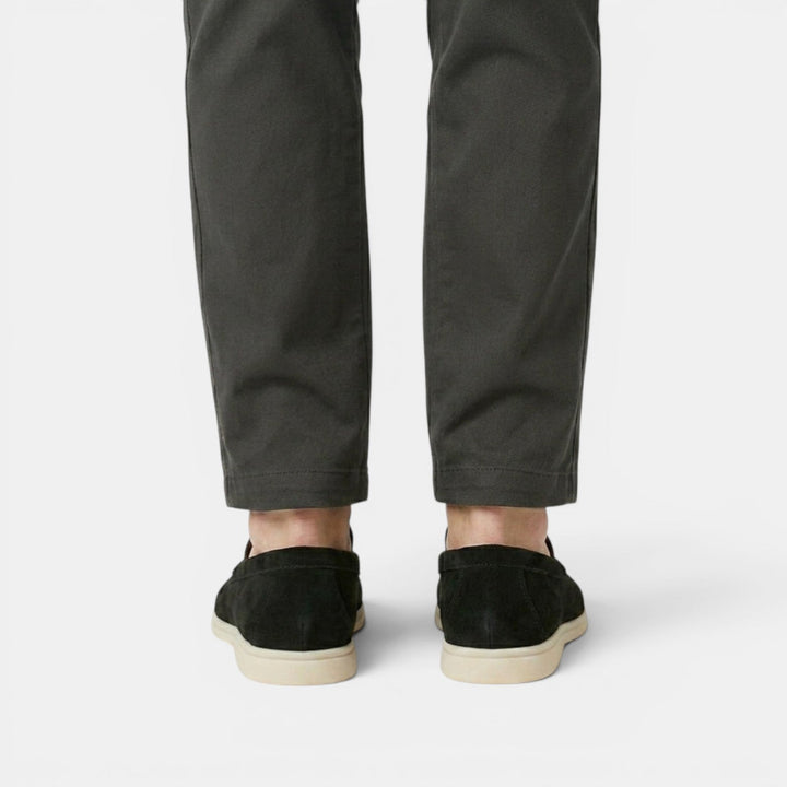 Brown smart casual men's loafers, comfortable slip-on footwear for any occasion.