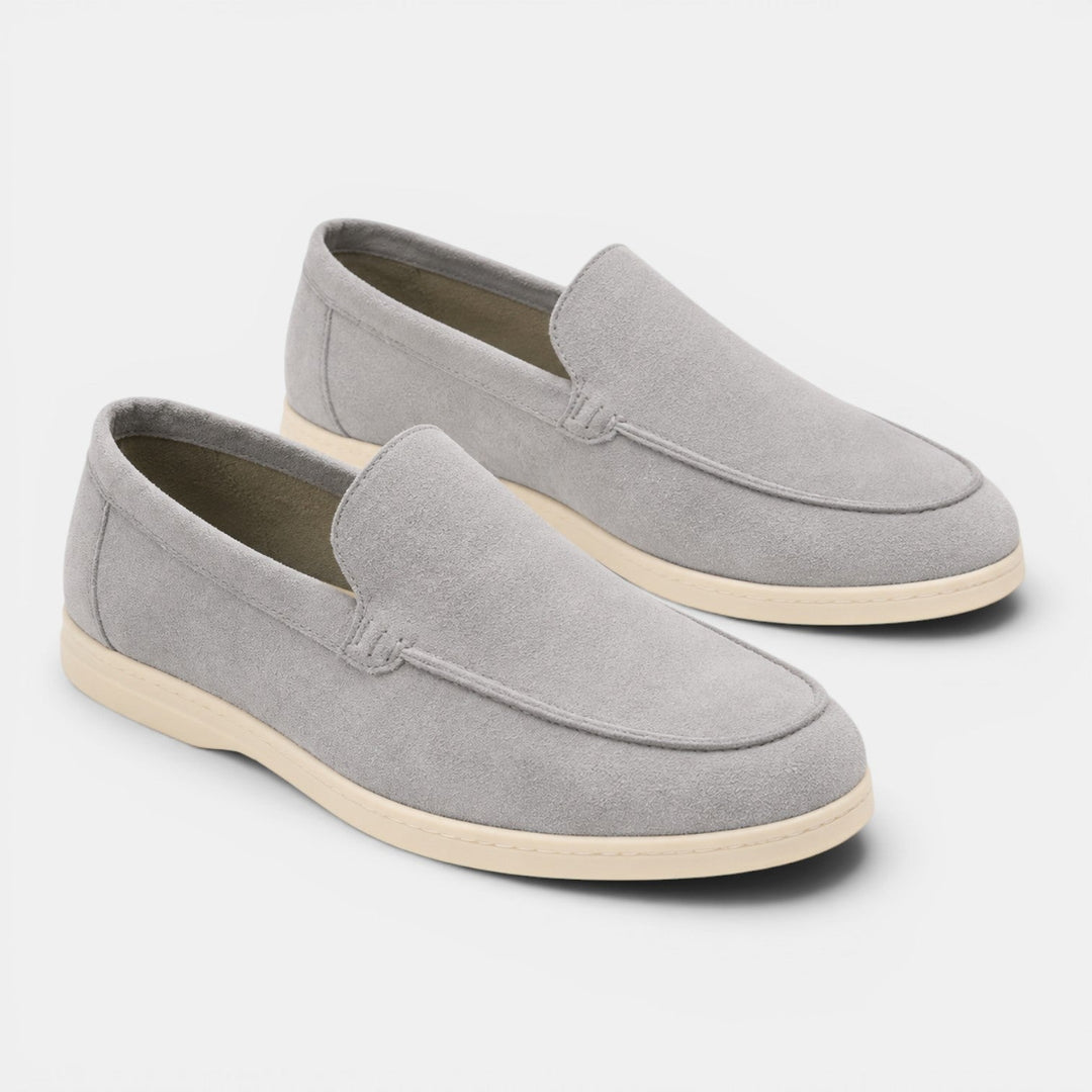 Lightweight tan slip-on loafers, ideal summer style & comfortable mens shoes.