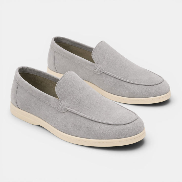 Lightweight tan slip-on loafers, ideal summer style & comfortable mens shoes.
