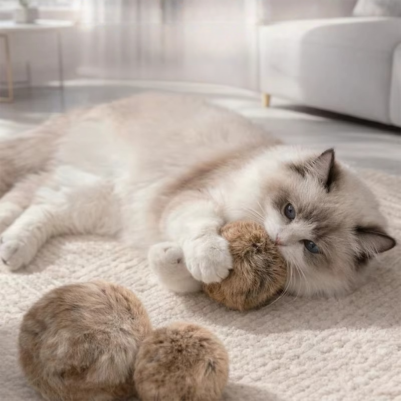 BunnyFur interactive catnip toy, plush carrot shape, for indoor cats