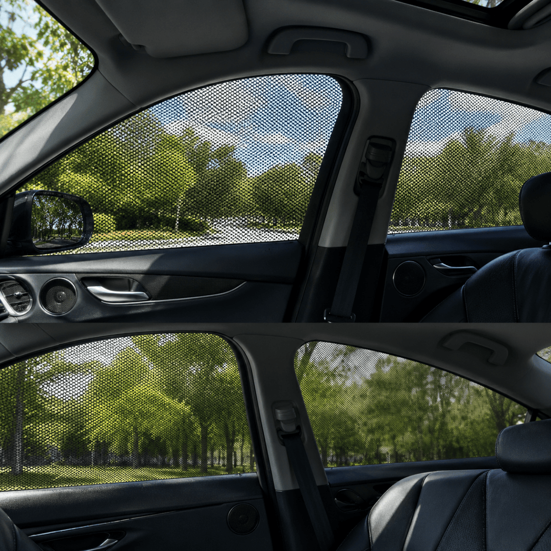 Universal car window bug net for camping, allows fresh air while keeping mosquitos out. Essential camping gear.