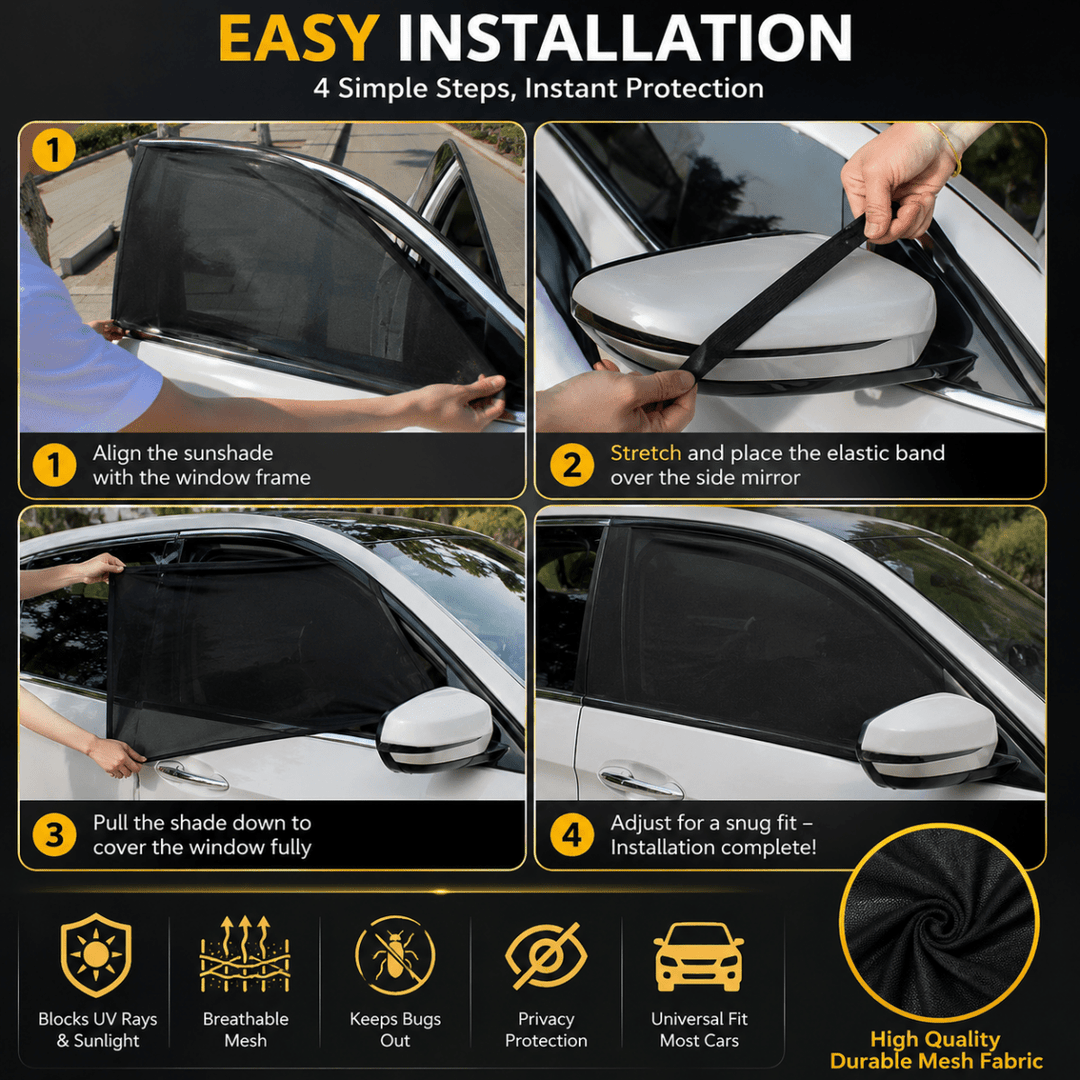 Durable car window mesh for ultimate vehicle comfort, offers sun protection, airflow & bug-free environment.