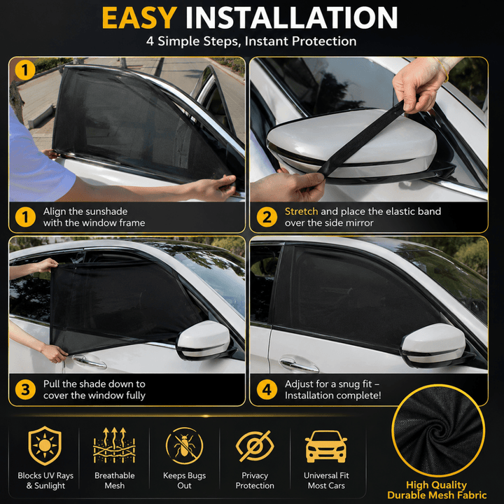 Durable car window mesh for ultimate vehicle comfort, offers sun protection, airflow & bug-free environment.