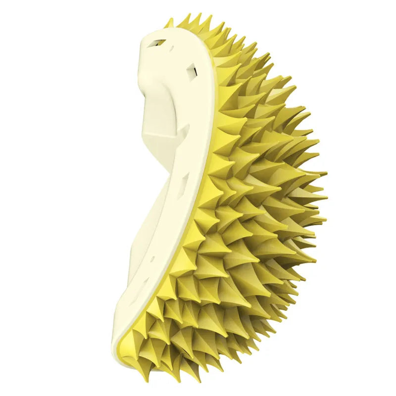Gentle cat grooming brush with soft tips for comfortable fur care and hairball reduction.