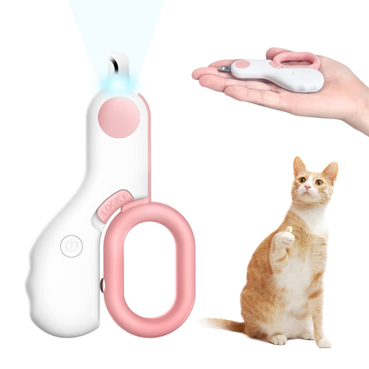 Precision cat nail trimmer with LED light for safe grooming. Adjustable pet nail clipper for accurate paw care.