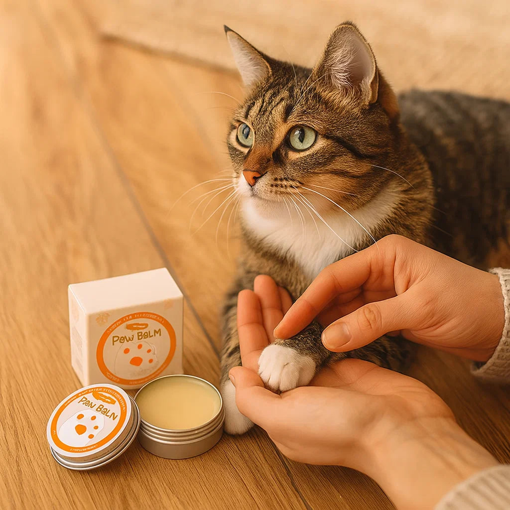 Cat's Soothing Paw Care Cream for healthy paws, protecting against dryness & cracks. Essential feline care.