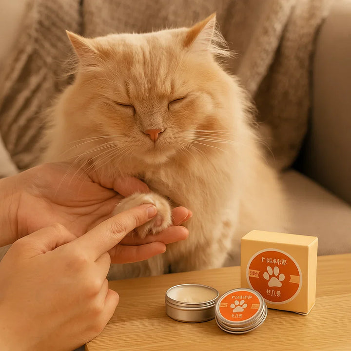 Pet grooming paw cream for cats. Soothes dry, irritated paw pads & provides skin care for soft, healthy feline paws.