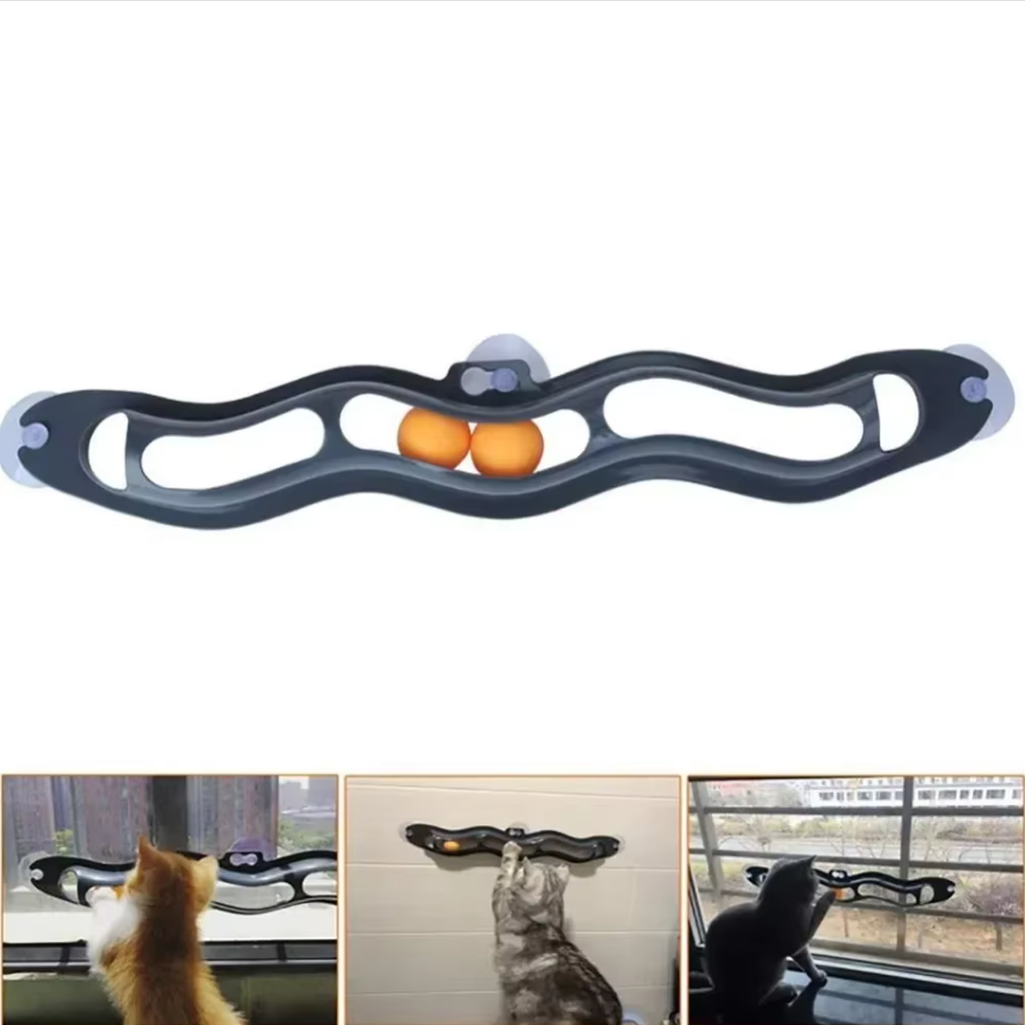 Engaging Cat's Window Ball Track, an interactive cat toy for hours of indoor feline entertainment.