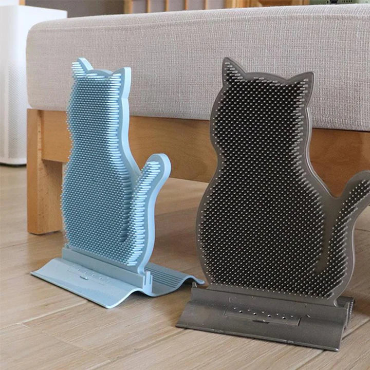 Happy cat enjoying the multi-functional Cat Self-Care Scratching & Massage Board, promoting wellness and fun.