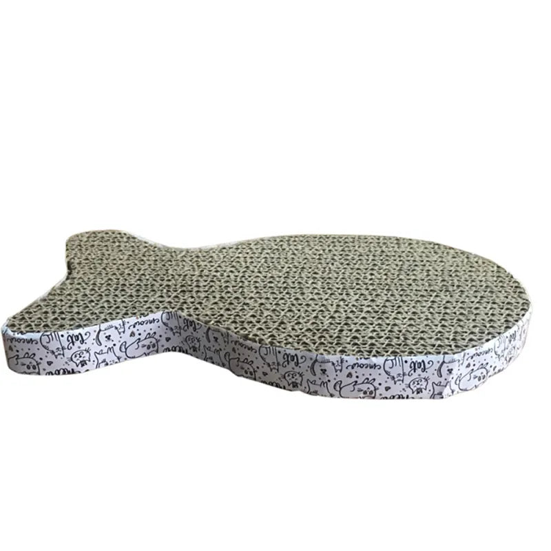 Feline fun with this cat-shaped corrugated cardboard scratching mat. Protects furniture & keeps claws healthy.
