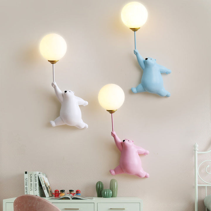 Modern bear wall lamp, a delightful accent light for children's bedrooms & living spaces. LED lighting.