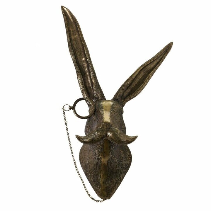 Resin bunny wall decor, playful animal sculpture perfect for nursery or office.