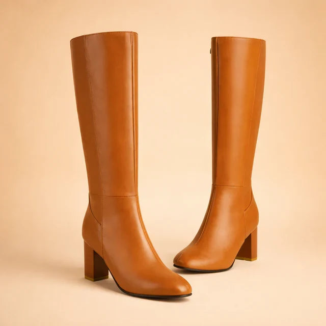 Chic black women's over-the-knee high heel boots. Stylish & elegant winter fashion footwear for dressy occasions.