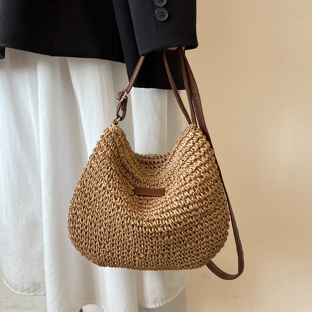Chic bohemian shoulder bag for women, stylish everyday carry accessory.