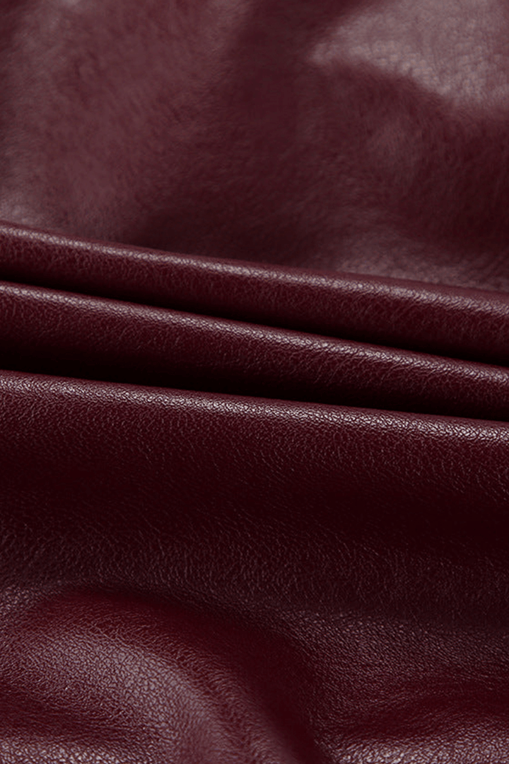 Women's burgundy cropped jacket, a chic style, modern fashion, and trendy red outerwear.