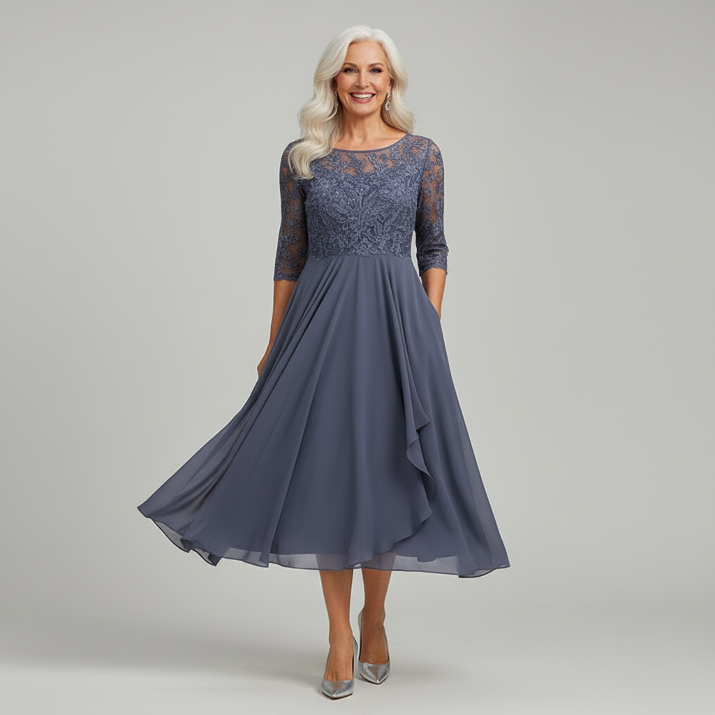 Elegant knee-length dress, a comfortable and chic choice for women's casual outfits.