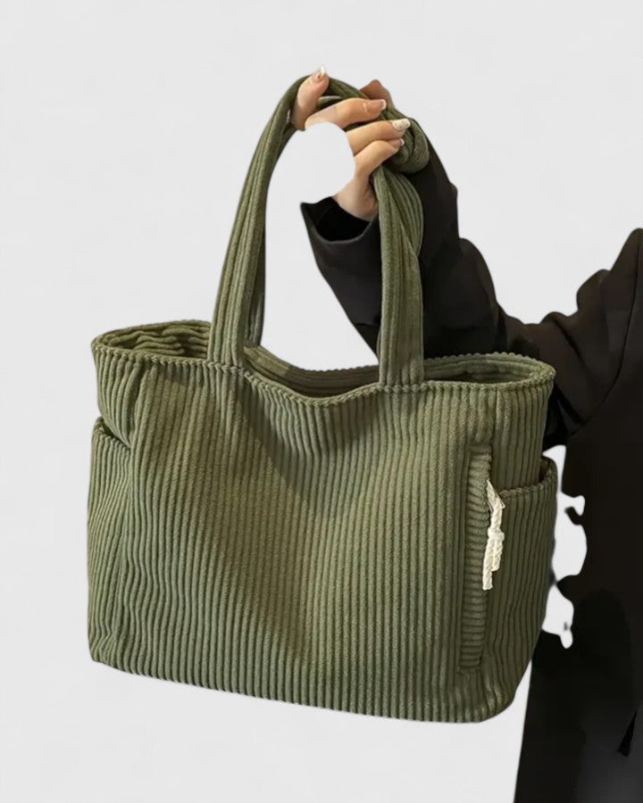 Chic corduroy tote bag for women, perfect for everyday style and versatility.