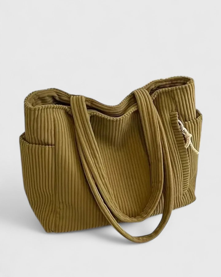 Sophisticated women's corduroy tote bag, a versatile and chic everyday accessory.