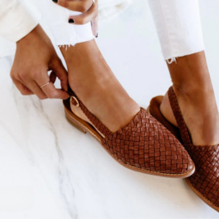 Elegant handwoven women's summer sandals, offering superior comfort, arch & posture support for walking.