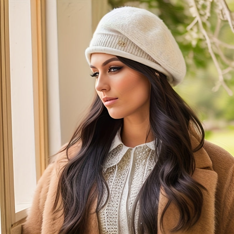 Chic women's knitted beret, perfect for adding warmth and a touch of class to any outfit.