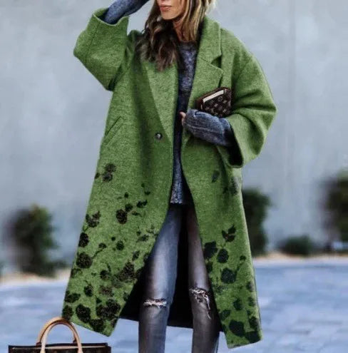 Oversized coat with a relaxed fit, embodying modern outerwear trends.