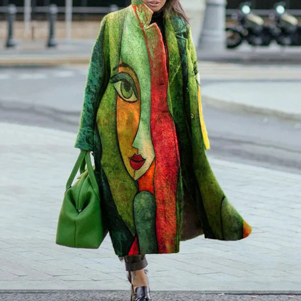 Model wearing a comfortable oversized coat, a perfect statement piece.