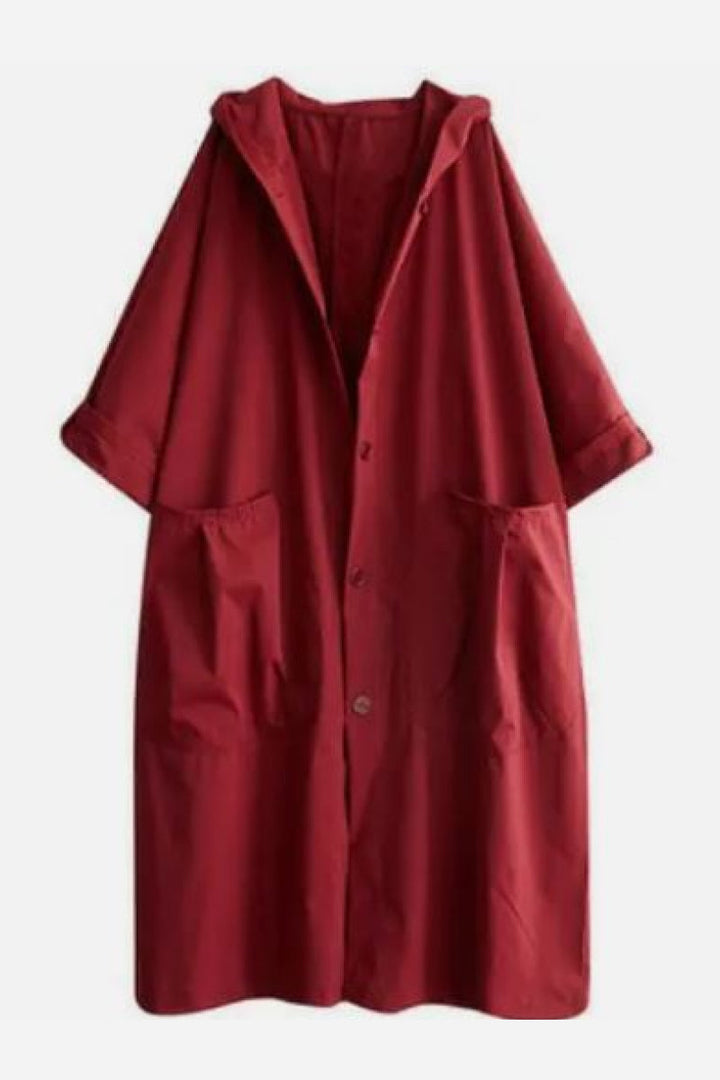 Front view of women's chic oversized waterproof windbreaker, ideal for stylish spring outerwear.