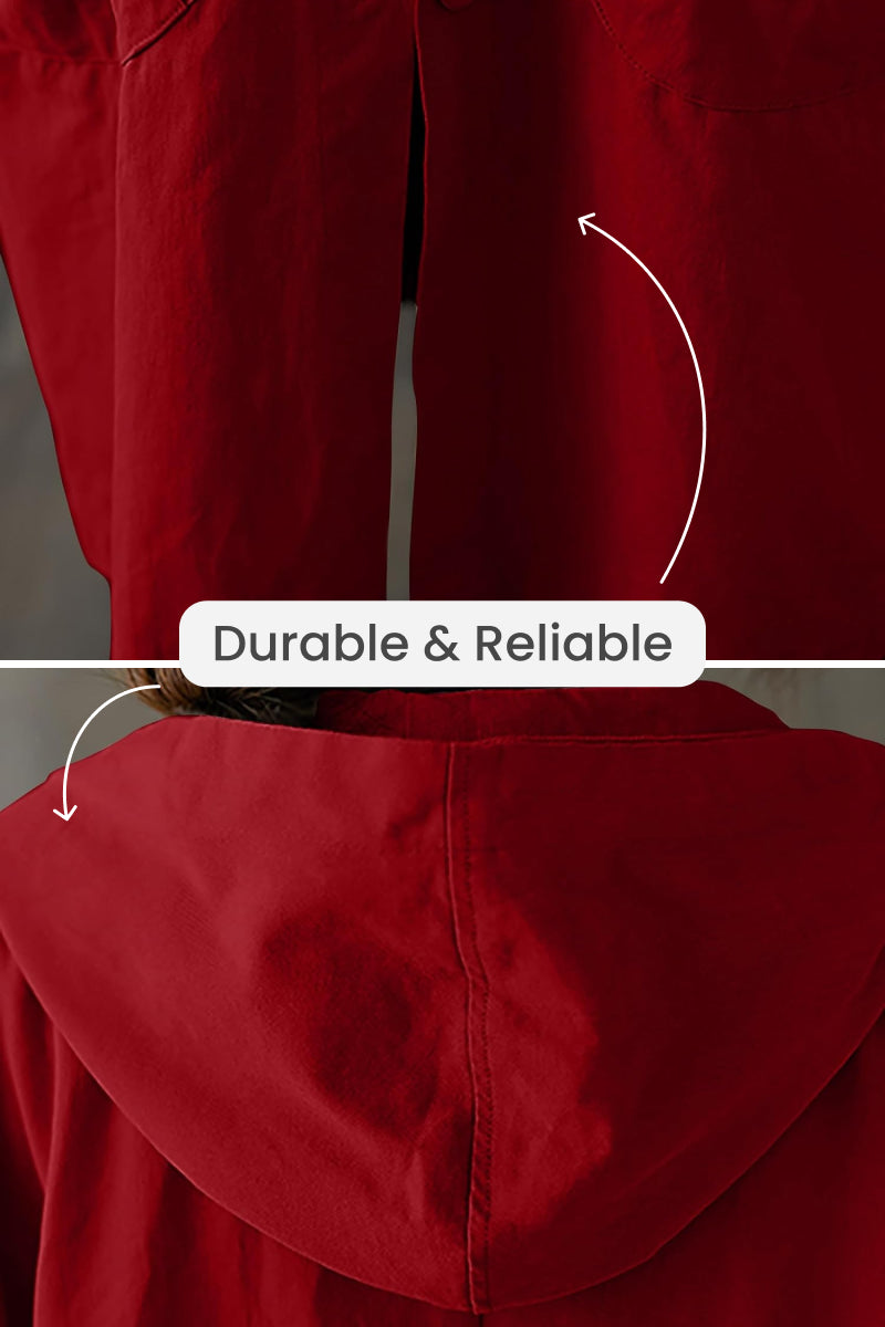 Woman walking in a chic oversized waterproof windbreaker, perfect for urban spring outings.