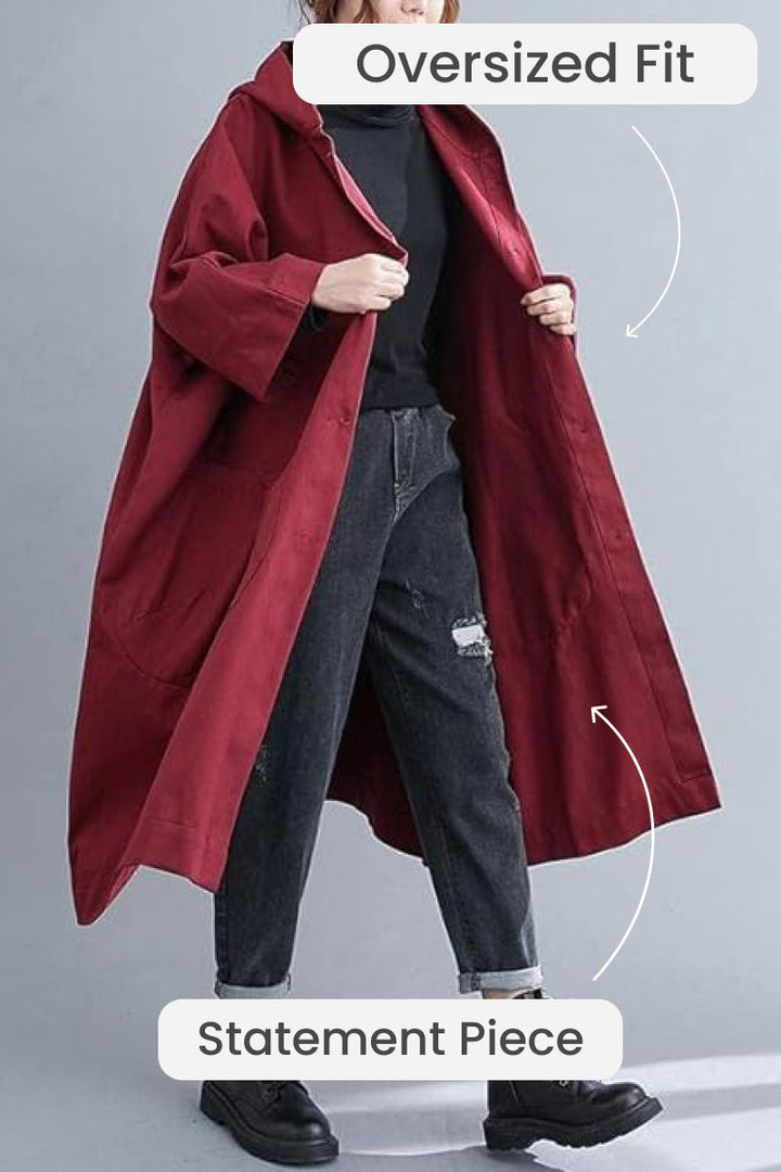 Stylish oversized women's windbreaker, chic waterproof outerwear for casual spring and fall looks.
