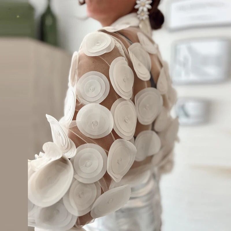 Chic & Stil elegant beige collar blouse for women, perfect for formal or casual wear.