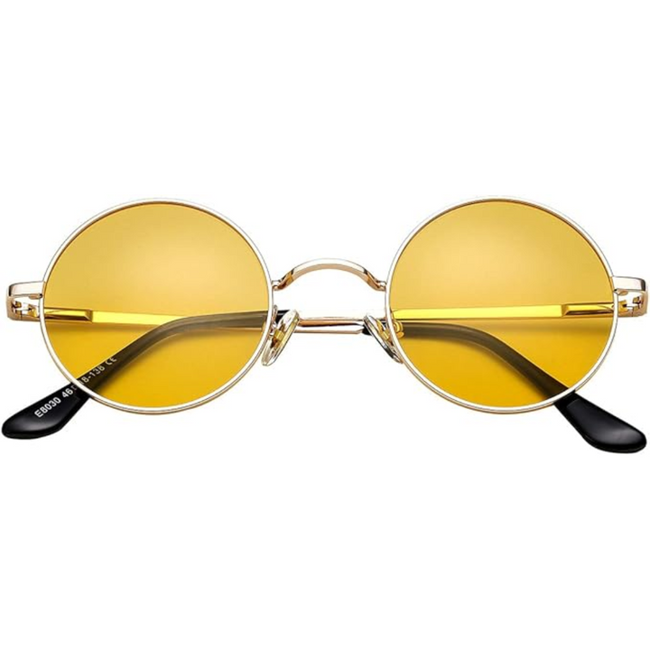 Mirrored lens round sunglasses for women, silver frame, chic style