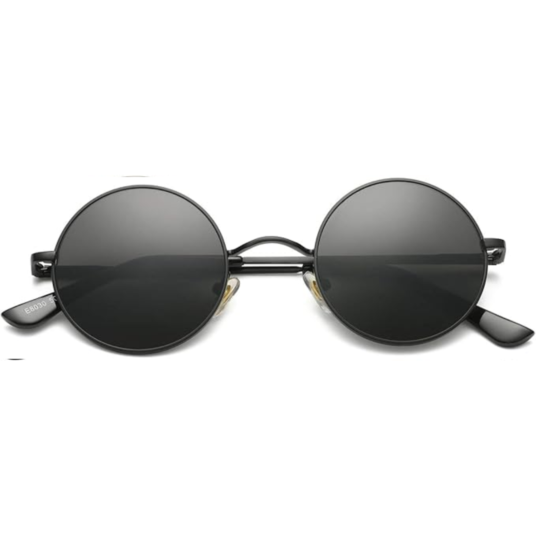 Chic und Stil silver frame round sunglasses, polarized for women