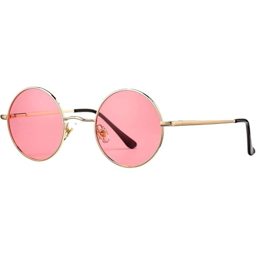 Gold frame polarized round sunglasses for women, chic fashion accessory