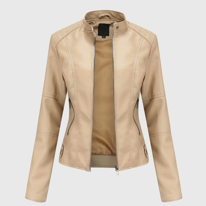 Chic women's moto style jacket. Elegant and versatile fashion outerwear, great for everyday casual or dressy looks.