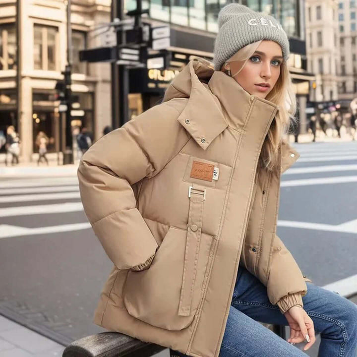 Chic women's casual winter jacket, perfect for staying warm and stylish everyday. Cozy, fashionable outerwear.