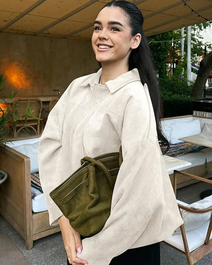 Modern women's chic bomber jacket, a versatile collared design for contemporary fashion.