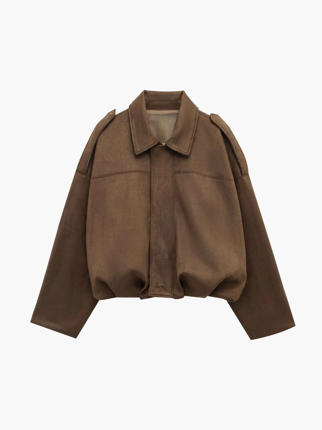 Casual yet elegant women's collared bomber jacket, a versatile staple for any wardrobe.